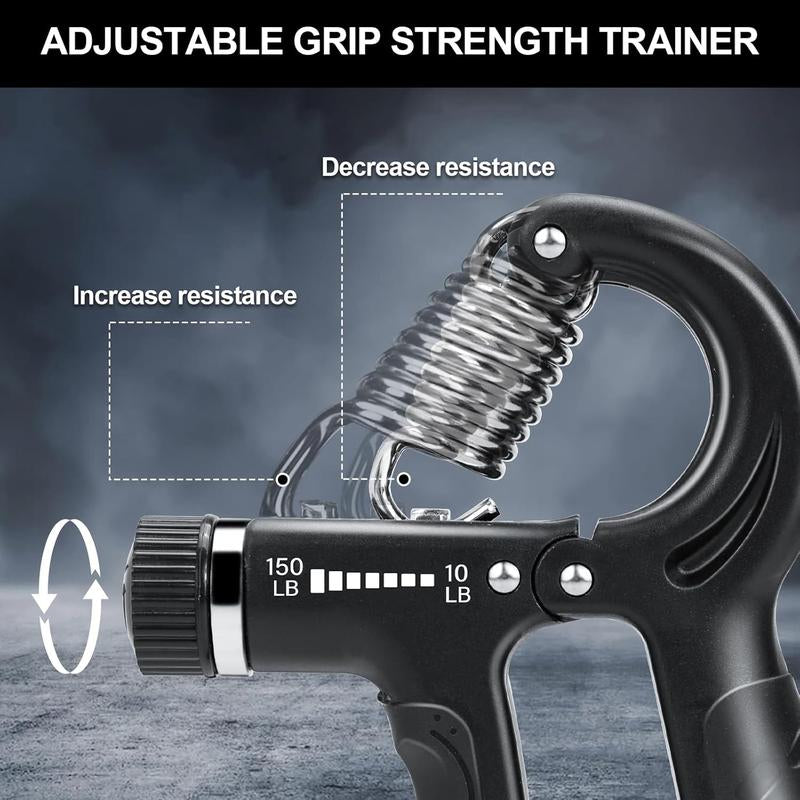 2 Pack Grip Strength Trainer, Adjustable Resistance 10-150 Lbs Forearm Hand Gripper, Non-Slip, for Muscle Building and Injury Recovery for Athletes Outdoorfun