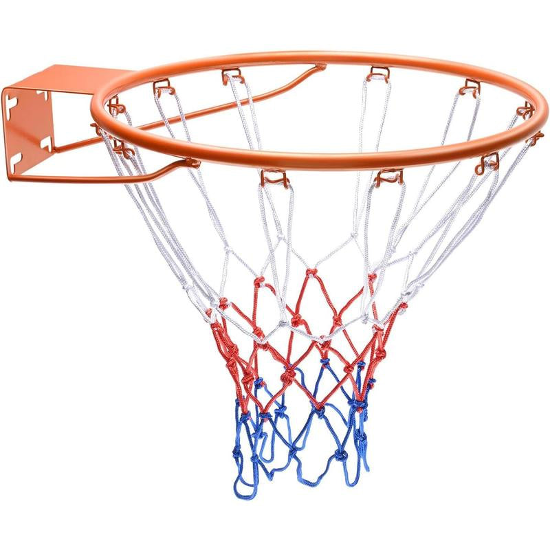 Basketball Rim, Wall Door Mounted Basketball Hoop, Heavy Duty Q235 Basketball Flex Rim Goal Replacement with Net, Standard 18 "Indoor and Outdoor Hanging Basketball Hoop