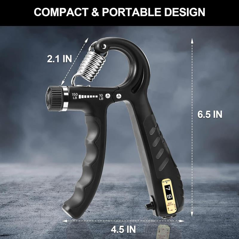 2 Pack Grip Strength Trainer, Adjustable Resistance 10-150 Lbs Forearm Hand Gripper, Non-Slip, for Muscle Building and Injury Recovery for Athletes Outdoorfun