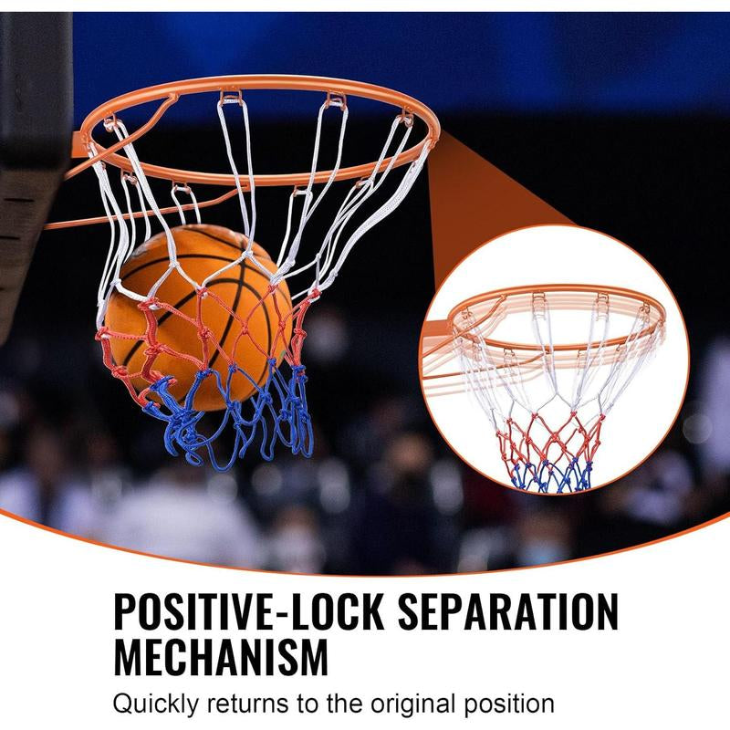 Basketball Rim, Wall Door Mounted Basketball Hoop, Heavy Duty Q235 Basketball Flex Rim Goal Replacement with Net, Standard 18 "Indoor and Outdoor Hanging Basketball Hoop