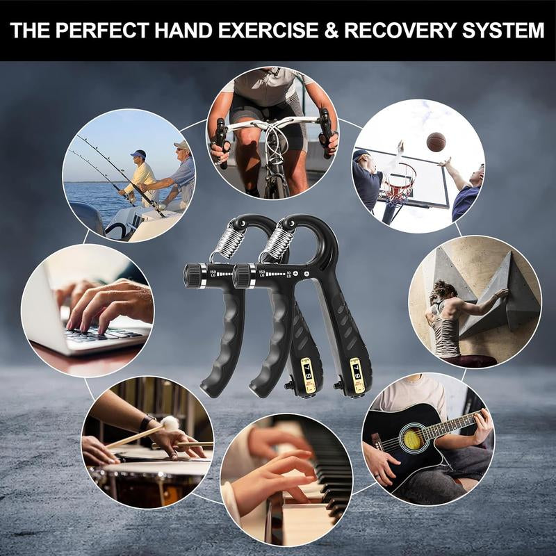 2 Pack Grip Strength Trainer, Adjustable Resistance 10-150 Lbs Forearm Hand Gripper, Non-Slip, for Muscle Building and Injury Recovery for Athletes Outdoorfun