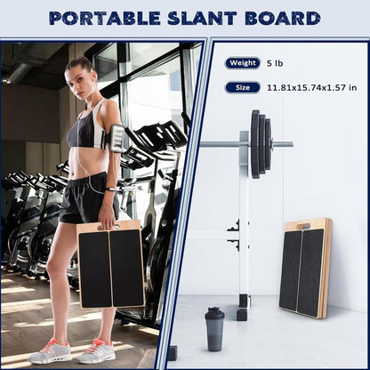 Portable Wooden Slant Board for Calf Stretching Squats Calf Stretcher Physical Therapy Equipment Adjustable Incline Board for Knees Ankle Heel Feet Leg,Springtok