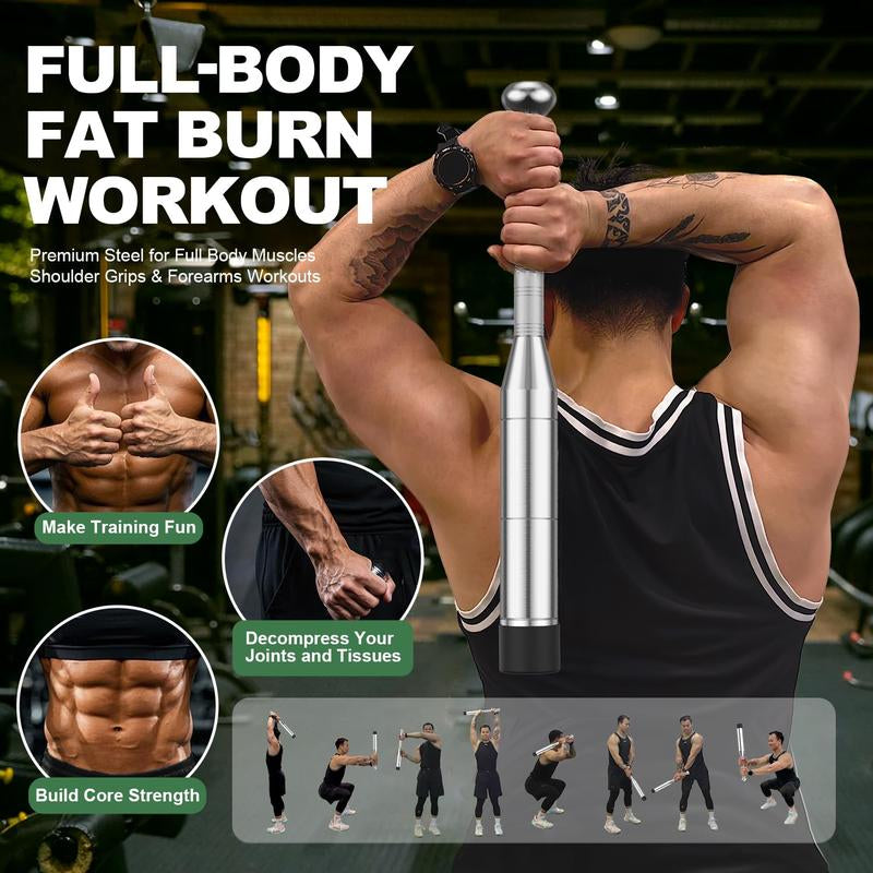 Adjustable Macebell Clubbell, 6-In-1 Premium Steel Indian Club, Strength Training Equipment for Full Body, Muscles, Shoulder, Grips & Forearms