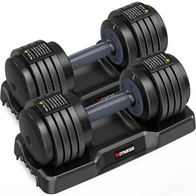 Bearbro Adjustable Dumbbells Set of 2, 1-Sec Adjustable Weights Dumbbells Set, 5 in 1 Free Adjustable Dumbbell Set with Anti-Slip Texture Handle, Weight Set for Home Gym Suit Both Men and Women