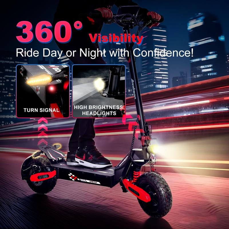 All-Terrain Electric Scooter,1200W Violent Motor,30Mph Speed 20/40Miles Range,3 Seconds Folding,330Lbs Load Capacity,Dual Shock Absorption,Foldable Off-Road E-Scooter
