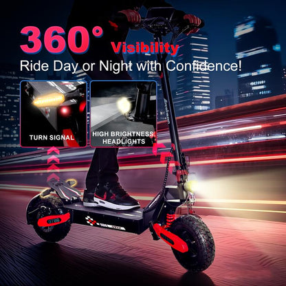 All-Terrain Electric Scooter,1200W Violent Motor,30Mph Speed 20/40Miles Range,3 Seconds Folding,330Lbs Load Capacity,Dual Shock Absorption,Foldable Off-Road E-Scooter