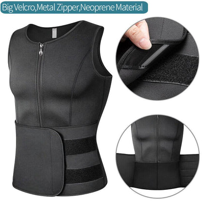 CATTIBOR Men Sauna Suit ,Men Waist Trainer Neoprene Sweat Vest Body Shaper ,Men Waist Trimmer Belt Workout Tank Tops for Runnging Fitness Gym,Menswear Undershirt for All Seasons