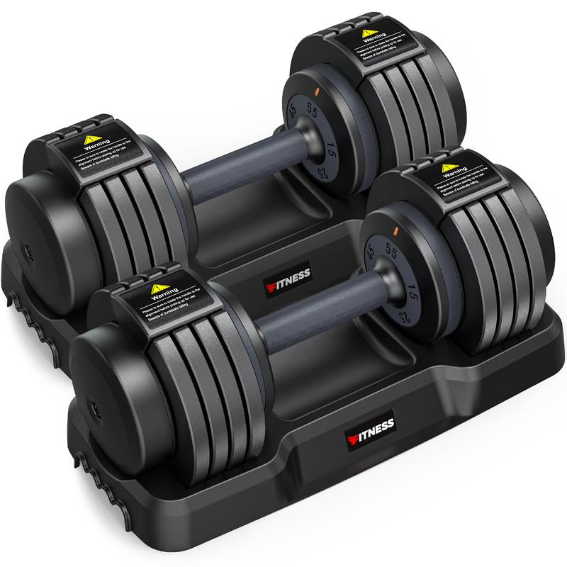Bearbro Adjustable Dumbbells Set of 2, 1-Sec Adjustable Weights Dumbbells Set, 5 in 1 Free Adjustable Dumbbell Set with Anti-Slip Texture Handle, Weight Set for Home Gym Suit Both Men and Women