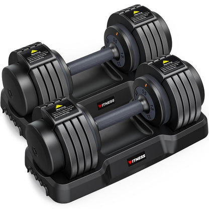 Bearbro Adjustable Dumbbells Set of 2, 1-Sec Adjustable Weights Dumbbells Set, 5 in 1 Free Adjustable Dumbbell Set with Anti-Slip Texture Handle, Weight Set for Home Gym Suit Both Men and Women