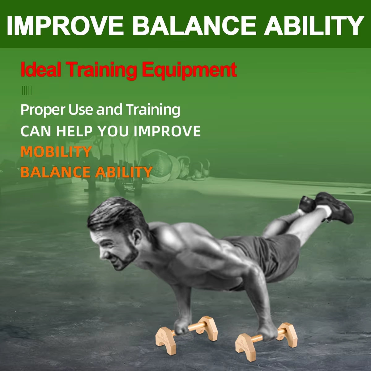 1 Pair Wooden Push-Up Bar Stands Gym Push Ups Rack Board Fitness Exercise Body Building Training Handstand Parallel Rod