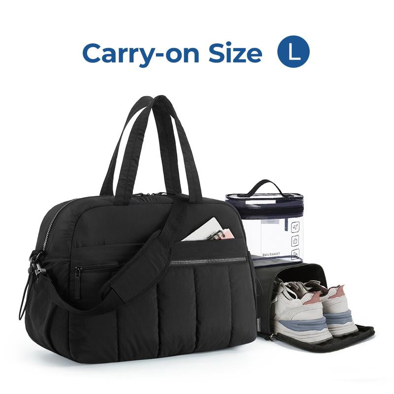 BAGSMART Puffy Water-Resistant Gym Travel Duffel Bag for Women with Wet Pocket, Carry on Weekender Bags, Water Resistant Workout Bag Sports Gym Outdoorfun