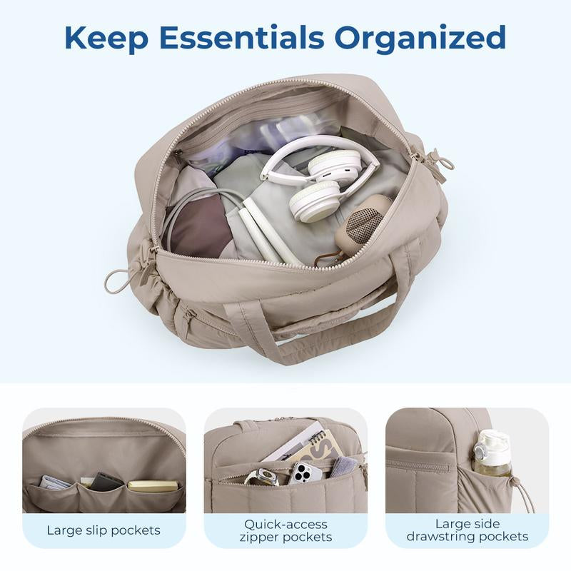 BAGSMART Puffy Water-Resistant Gym Travel Duffel Bag for Women with Wet Pocket, Carry on Weekender Bags, Water Resistant Workout Bag Sports Gym Outdoorfun