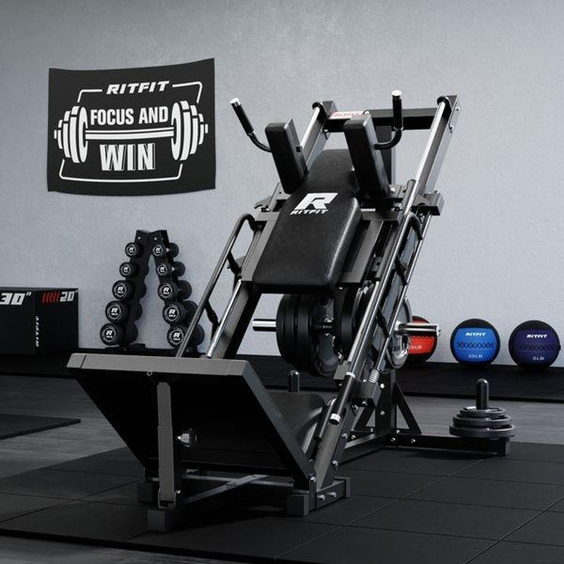 Ritfit BLP01 2-In-1 Leg Press and Hack Squat Machine with Steel Foot Pedals and Anti-Slip Patterns Home Gym Hip Abduction Machines