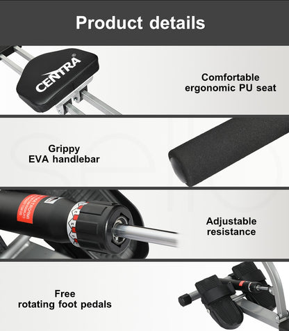 Centra Hydraulic Rowing Machine 12 Levels Resistance Cardio Exercise Fit Home