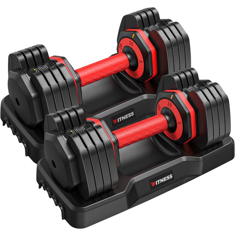 Bearbro Adjustable Dumbbells Set of 2, 1-Sec Adjustable Weights Dumbbells Set, 5 in 1 Free Adjustable Dumbbell Set with Anti-Slip Texture Handle, Weight Set for Home Gym Suit Both Men and Women