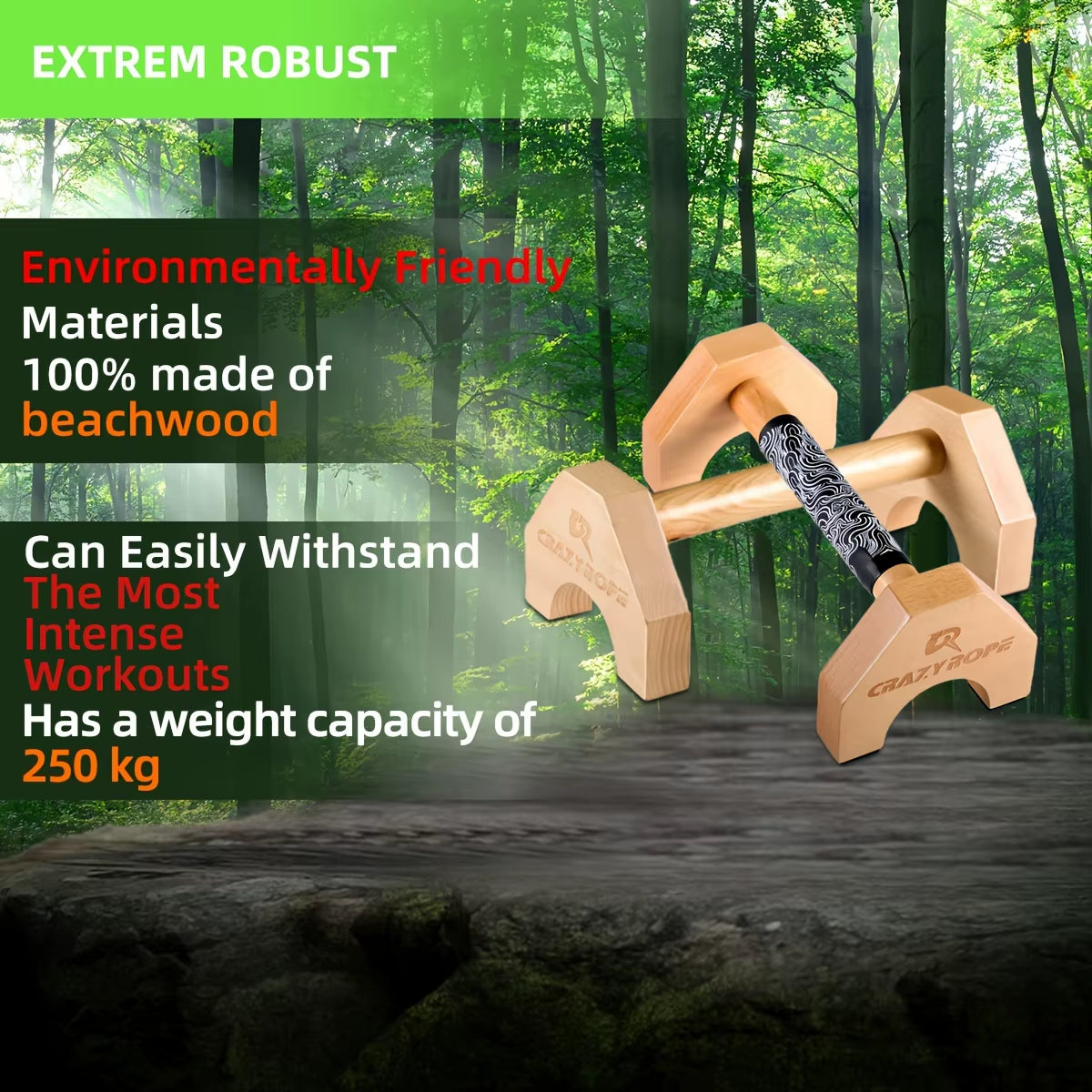 1 Pair Wooden Push-Up Bar Stands Gym Push Ups Rack Board Fitness Exercise Body Building Training Handstand Parallel Rod