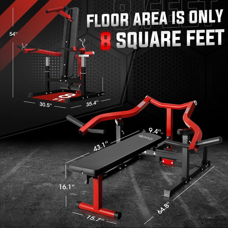 【Fathersdaygift】Chest Press Machine, 1050LBS Bench Press Machine with Independent Converging Arms, Adjustable Flat Incline Bench for Chest, AB Workouts, Shoulder Home Gym Equipment