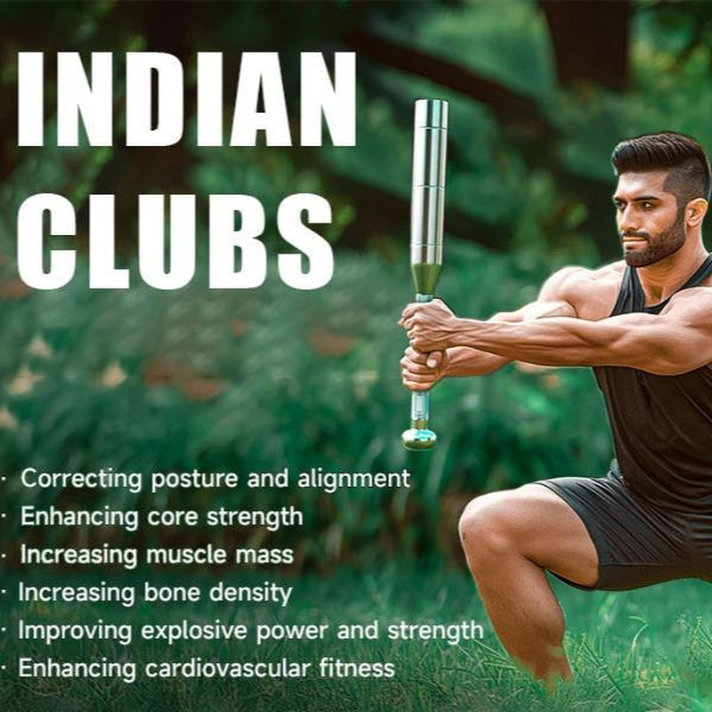 Adjustable Macebell Clubbell, 6-In-1 Premium Steel Indian Club, Strength Training Equipment for Full Body, Muscles, Shoulder, Grips & Forearms