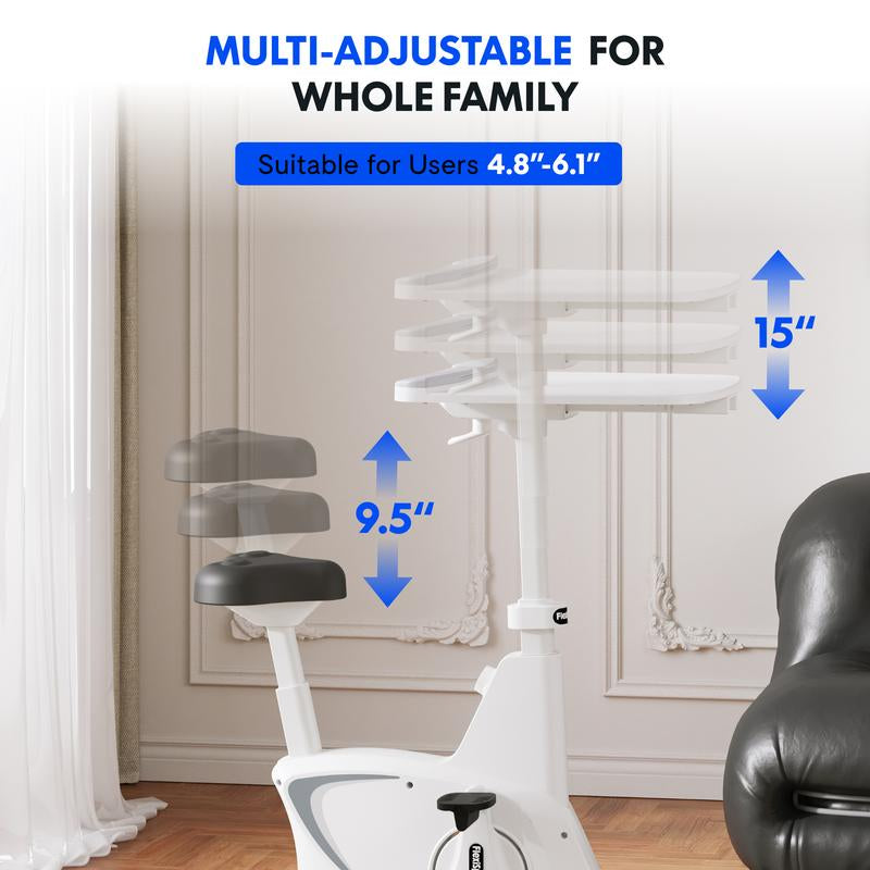 【Memorialday】3-In-1 Exercise Bike V9 PLUS, All-In-One under Desk Bike with Pedal Exerciser, Indoor Cycling Bike with Adjustable Resistance/Lcd Display/Seat/Desktop 350LBS Heavy Duty, Stationary Bike for Home