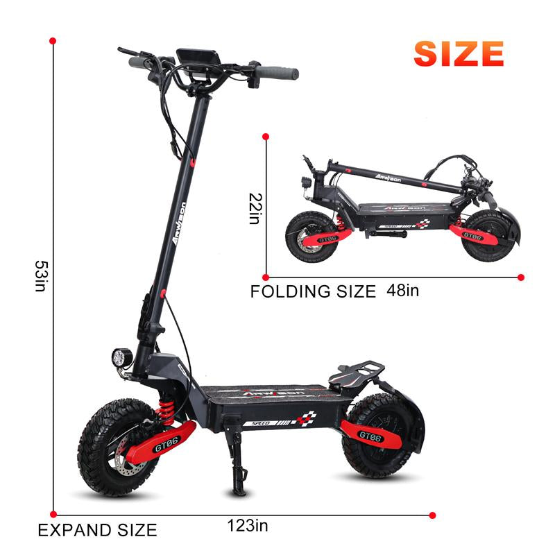 All-Terrain Electric Scooter,1200W Violent Motor,30Mph Speed 20/40Miles Range,3 Seconds Folding,330Lbs Load Capacity,Dual Shock Absorption,Foldable Off-Road E-Scooter