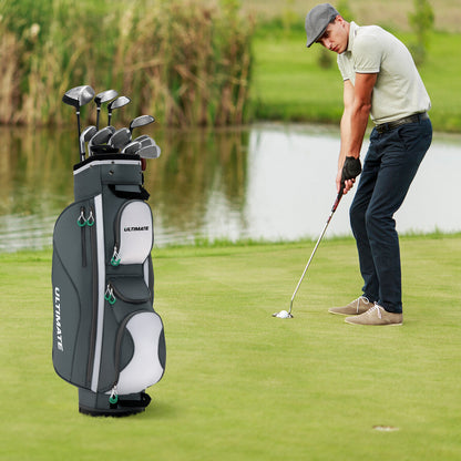 14 Dividers Golf Cart Bag 7 Zippered Pocket Cooler Bag Rain Hood Valuable Bag