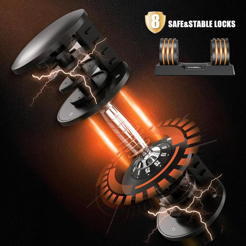 5-In-1 Adjustable Dumbbells (5-25LB) - Quick Change Home Gym Set for Full Body Workout, Space Saving Weights with Anti-Slip Grips & Storage Tray - Men & Women