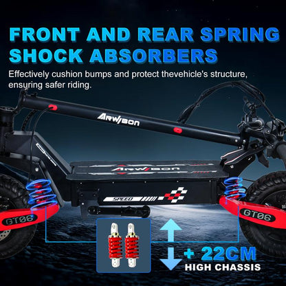 All-Terrain Electric Scooter,1200W Violent Motor,30Mph Speed 20/40Miles Range,3 Seconds Folding,330Lbs Load Capacity,Dual Shock Absorption,Foldable Off-Road E-Scooter