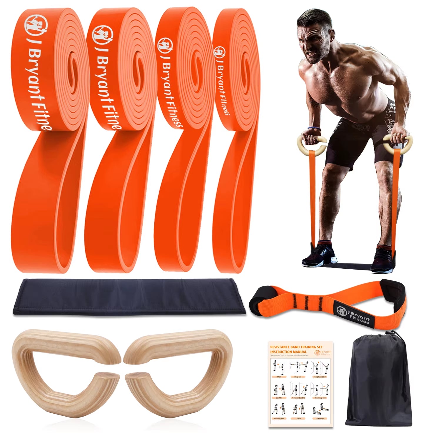 1 Pair Wooden Resistance Bands Handles, Versatile Exercise Handles with Anti-Slip Grips for Home Gym Pilates, Strength Training