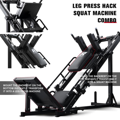 Ritfit BLP01 2-In-1 Leg Press and Hack Squat Machine with Steel Foot Pedals and Anti-Slip Patterns Home Gym Hip Abduction Machines