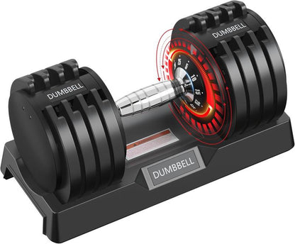 5-In-1 Adjustable Dumbbells (5-25LB) - Quick Change Home Gym Set for Full Body Workout, Space Saving Weights with Anti-Slip Grips & Storage Tray - Men & Women
