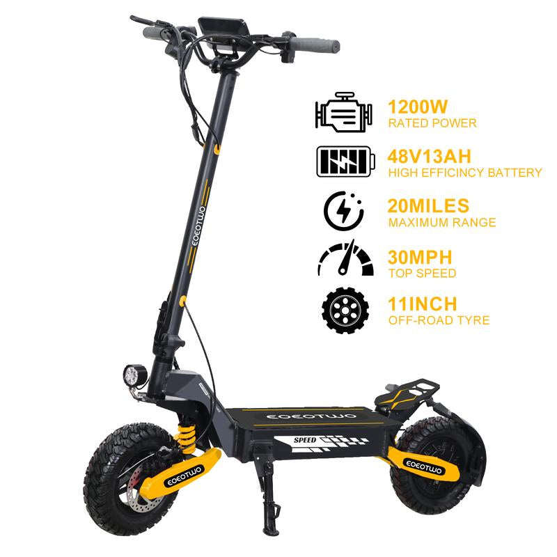 All-Terrain Electric Scooter,1200W Violent Motor,30Mph Speed 20/40Miles Range,3 Seconds Folding,330Lbs Load Capacity,Dual Shock Absorption,Foldable Off-Road E-Scooter