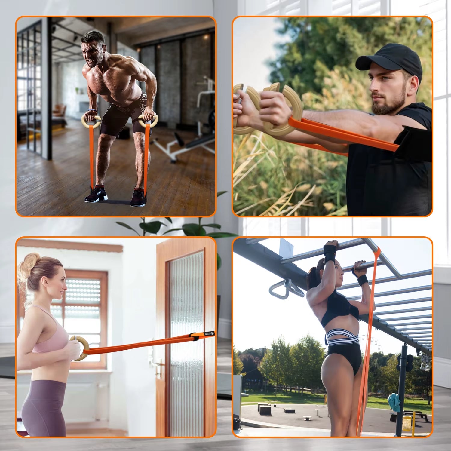 1 Pair Wooden Resistance Bands Handles, Versatile Exercise Handles with Anti-Slip Grips for Home Gym Pilates, Strength Training