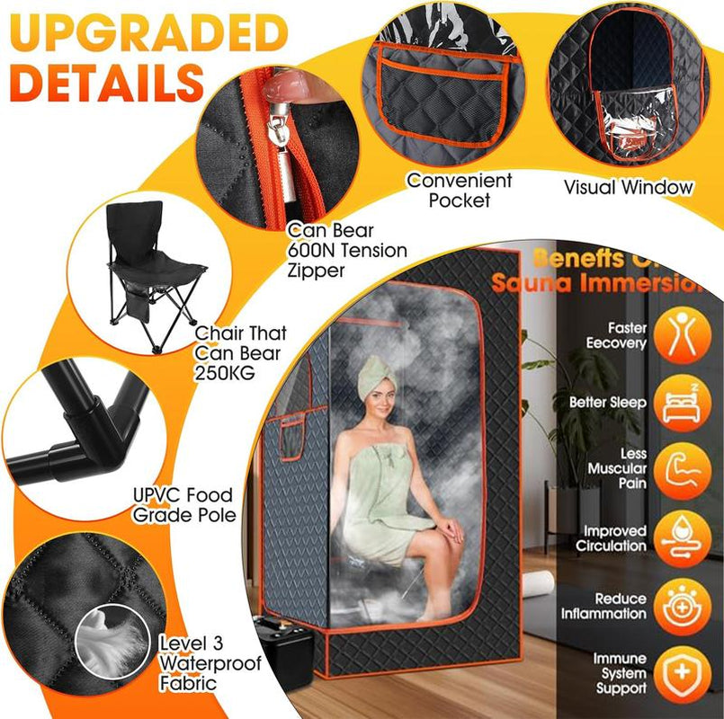 ONEAMG Portable Sauna Box for Home, Personal Steam Nurecover Saunas Heater at Home Use, Indoor Foldable Sauna Tent, Dry Sauna SPA (36X36X71 Inch）