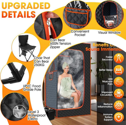 ONEAMG Portable Sauna Box for Home, Personal Steam Nurecover Saunas Heater at Home Use, Indoor Foldable Sauna Tent, Dry Sauna SPA (36X36X71 Inch）
