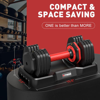 Bearbro Adjustable Dumbbells Set of 2, 1-Sec Adjustable Weights Dumbbells Set, 5 in 1 Free Adjustable Dumbbell Set with Anti-Slip Texture Handle, Weight Set for Home Gym Suit Both Men and Women
