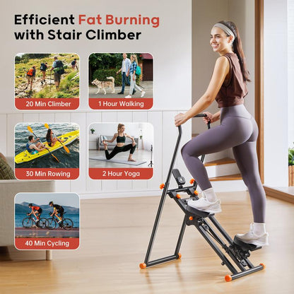 Hitgo Stair Stepper Machine for Home Office, Foldable Vertical Climber Machine for Full-Body Workouts, Adjustable Handlebar, Extended Step Range
