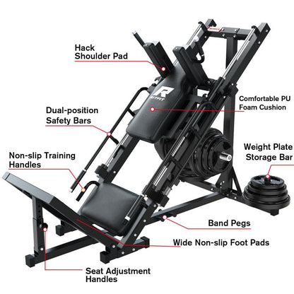 Ritfit BLP01 2-In-1 Leg Press and Hack Squat Machine with Steel Foot Pedals and Anti-Slip Patterns Home Gym Hip Abduction Machines