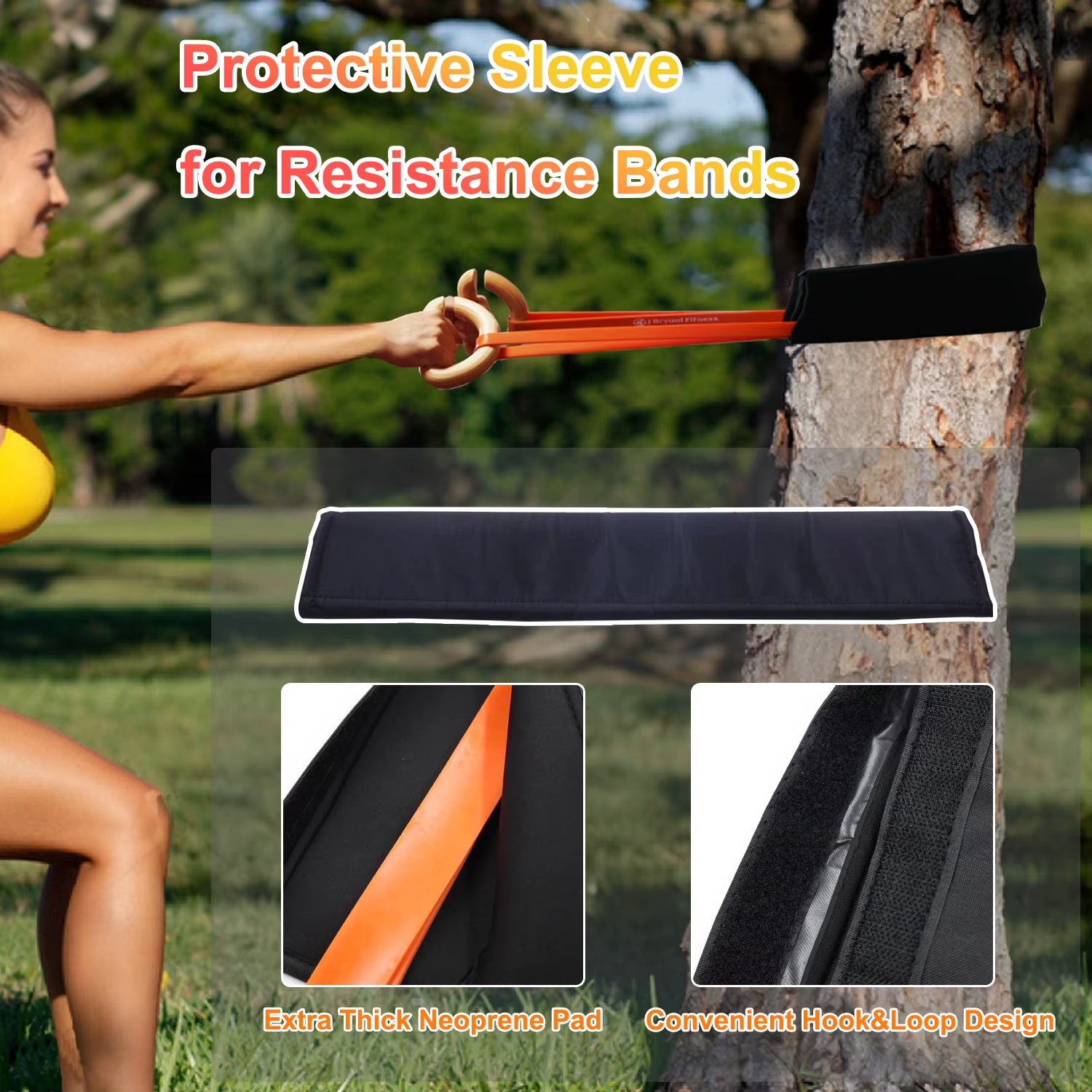1 Pair Wooden Resistance Bands Handles, Versatile Exercise Handles with Anti-Slip Grips for Home Gym Pilates, Strength Training