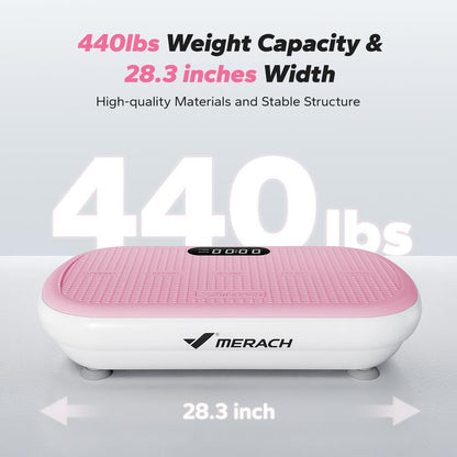 MERACH High-Power Vibration Plate Exercise Machine,440Lbs Weight Capacity, Bluetooth Remote Control, 4 Workout Modes for Efficient Fat Burning Home Gym Fitness Equipment